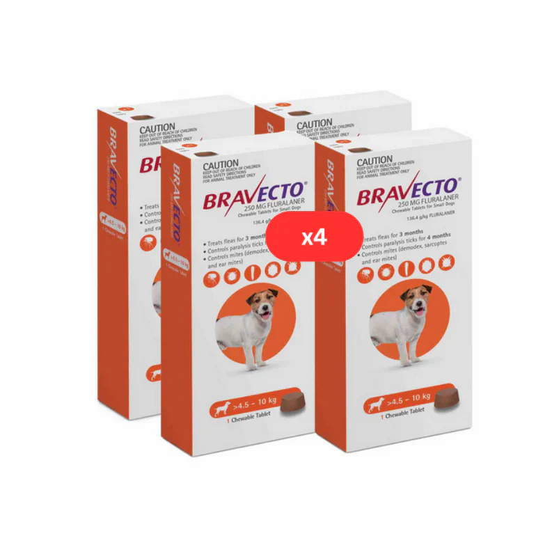 Lot de 4 Bravecto anti-anti-Puces et Tiques pour chiens de 4.5 à 10 kg -Orange 4