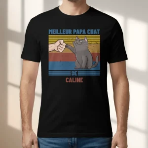 Papa chat de... - T-Shirt personnalisé