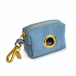 Porte-sac à crottes chien en velours côtelé Bleu