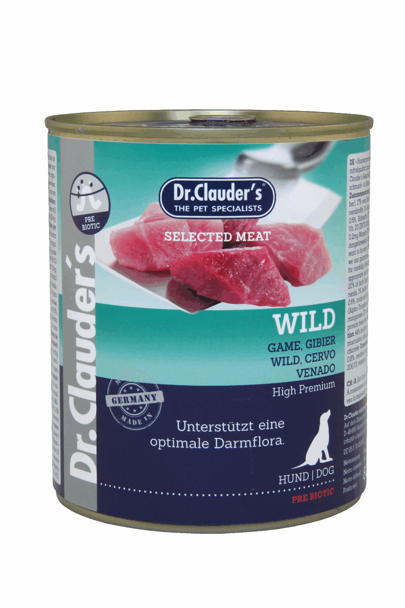 Paté chien DR Clauders Selected Meat Probiotics – Adulte Gibier