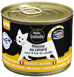 Mousse chat PB aux canard, cœur de foie de volaille